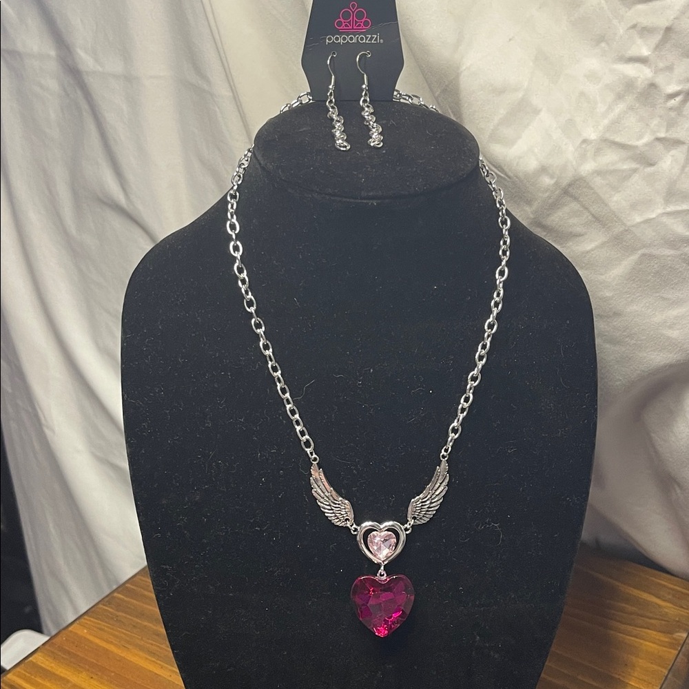 Paparazzi Silver Necklaces with Pink and Matching Earrings. BNWT